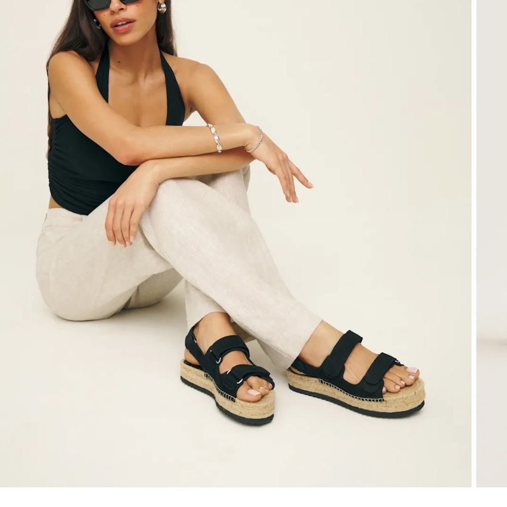 Reformation Black Platform Sandals